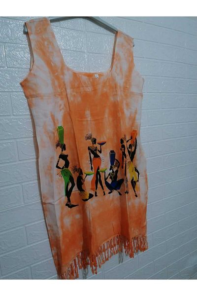 anne moda ankara 100% Cotton Thick Straps Tassels Pareo/dress