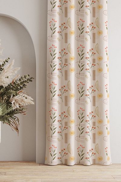 AYSHOME Ays Home - Little Flower Patterned Background Curtain, Pay Attention to Size