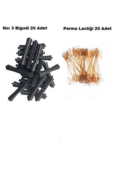PRO-TECHS Perma Bigudi No: 3 (20 Adet Bigudi + 20 Adet Lastik)