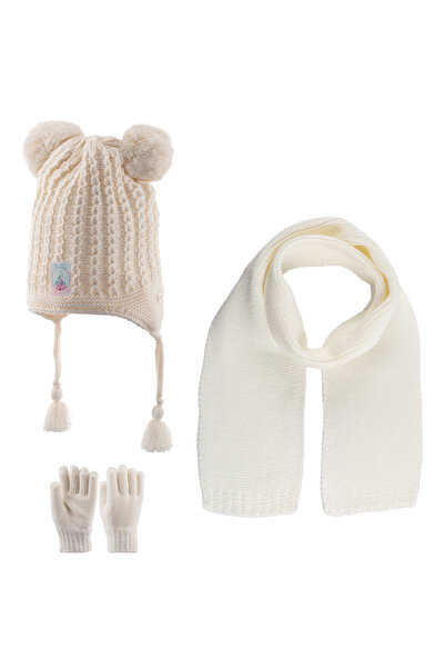 Kitti 4-8 Yaş Çocuk Atkı Bere Eldiven Üçlü Takım Set