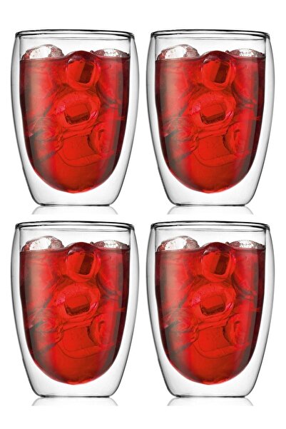 MİS KİTCHEN Mis Kitchen 4 Adet 300 ml Yeni Çift Cidarlı Borosilikat Çay Ve Ka...