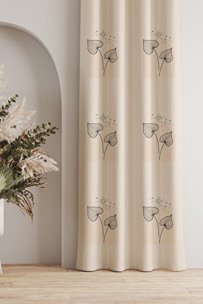 AYSHOME Ays Home Yaprak Desen Fon Perde(EBATINA DİKKAT EDİNİZ)