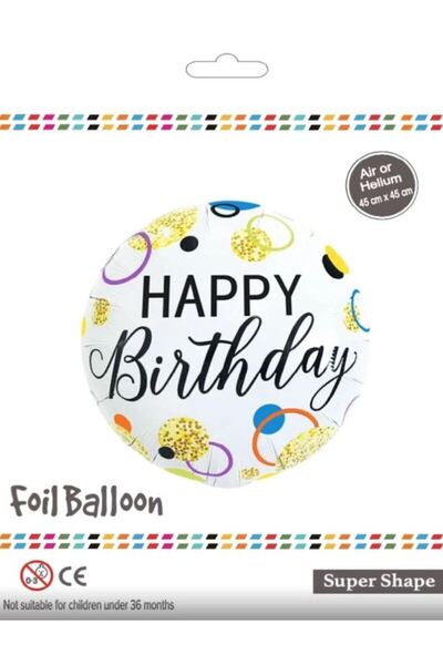 BEY AMBALAJ Happy Birrtday Concept Foil Balloon Black Detailed 45X45Cm