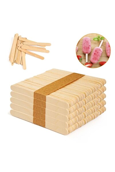 VİGENTİNO Pratik 50'li Ahşap Dondurma Çubuğu | Ahşap Küçük Magnum Dondurma Çubuğu Naturel 50'li Paket