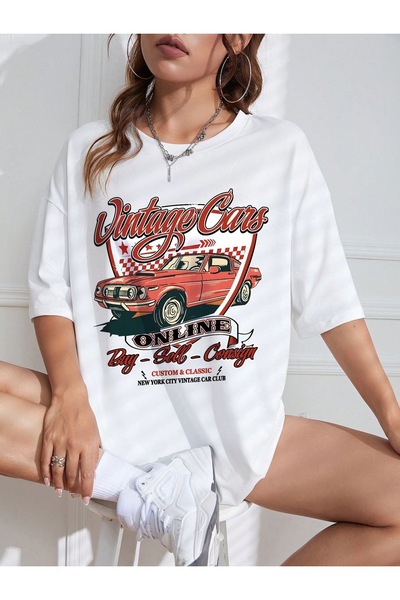 Jose Clothing Tricou oversize imprimat din bumbac organic