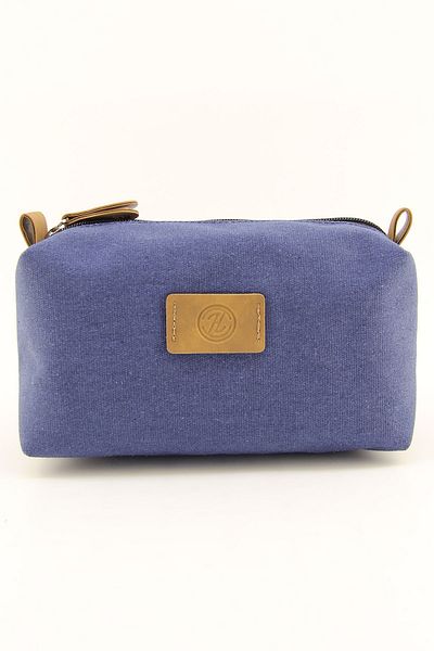 HNB Men's Indigo Blue Canvas Waterproof Shaving Bag
