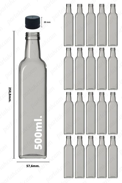 parlakcam Zeytinyağı Şişesi Şeffaf Cam Şişe 500ml Maraska Yağdanlık Yağlık Si...