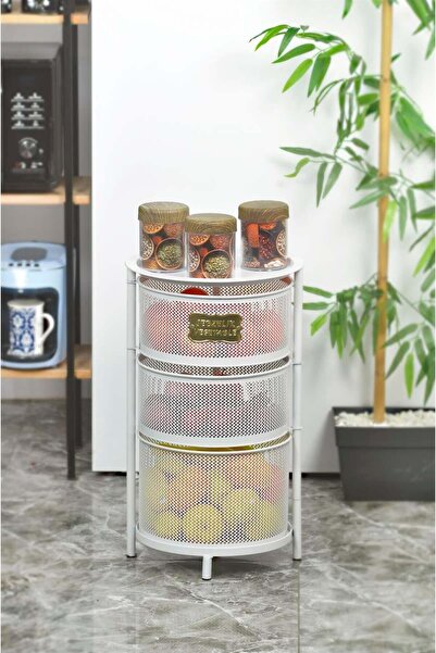 Yıldıray Metal METAL 3 KATLI AÇILIR/KAPANIR SABİT AYAKLI SEBZELİK BEYAZ