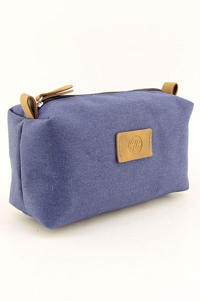 HNB Men's Indigo Blue Canvas Waterproof Shaving Bag