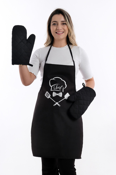 sevilya Beautiful Set Liquid Proof Waterproof Kitchen Apron (2 Gloves)