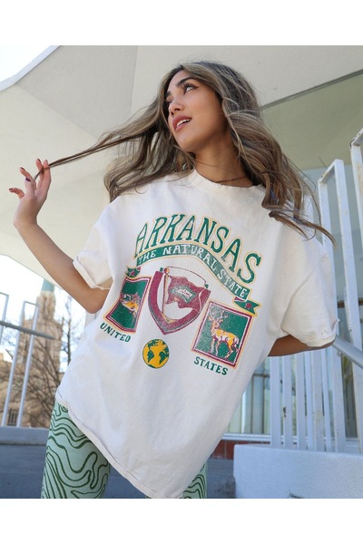 Jose Clothing Tricou oversize imprimat din bumbac organic