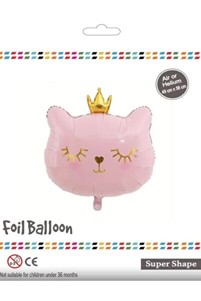 BEY AMBALAJ Pink Foil Balloon with Cat Figure 49X56Cm