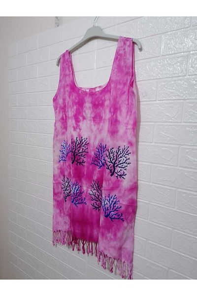 anne moda ankara 100% Βαμβακερό Χοντρό λουράκι Φούντα Pareo/Φόρεμα