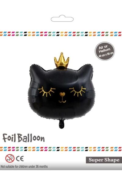 BEY AMBALAJ Black Foil Balloon with Cat Figure 49X56Cm
