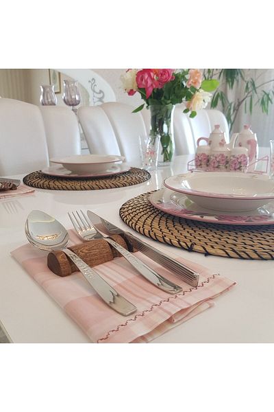EFKAREART Natural Wooden Spoon, Fork and Knife Serving Stand
