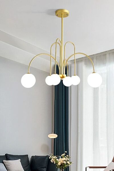 Ömür Avize Rachel Modern Kapalı Globe Camlı Altılı Avize