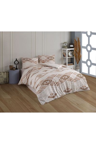 kristal home Σετ Παπλωματοθήκη Double Personality Hitit Brown Crystal