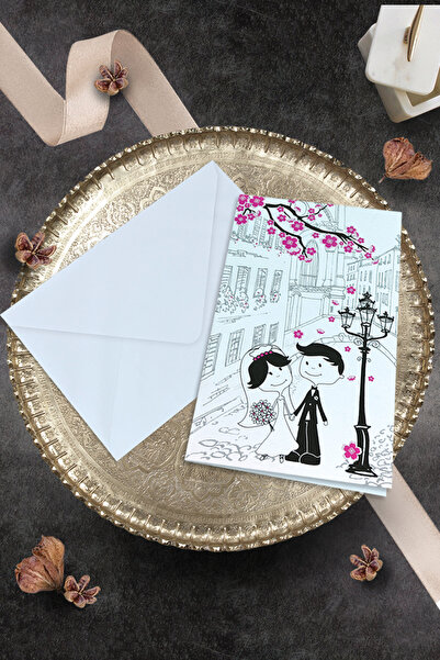 Cem Davetiye Düğün Nişan Nikah Kına Davetiyesi 3386 (100 ADET) Baskı Dahil