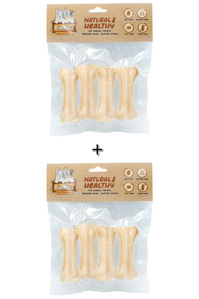 Eva & Wall-e Eva And Wall-e Doğal Köpek Pres Kemiği Beyaz 8 Adet 7cm Küçük Irk Ve Yavru Köpekler Için 20-25 Gr