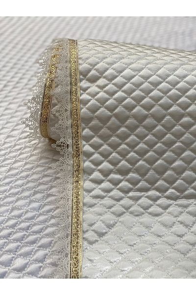 Kaizen Carpet Luxury Satin Quilted - Cream 45 Cmx 10 Mt Gold Water Stone Detailed Shelf Cover / Drawer Cover / Cabinet Interior Cover