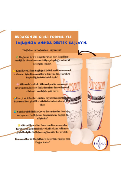 Buraxon Bor içeren gıda takviyesi Vitaminler ve mineraller Efervesan Tablet