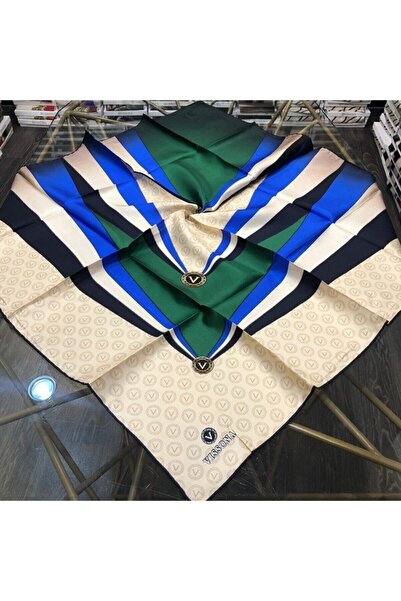 Vissona وشاح حريري أخضر زمردي - 90x90