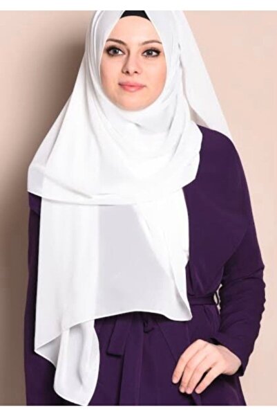 Sedef White Chiffon Square Scarf - 140x140