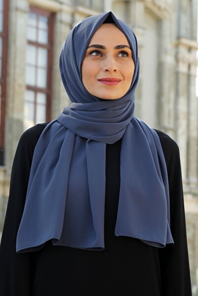 Sedef شال شيفون نيلي - 70x200