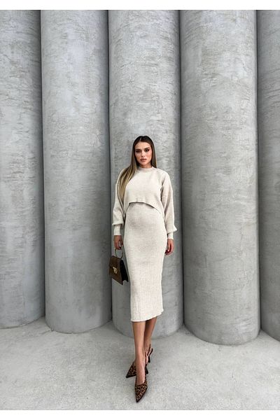 İLKCET MODA Σετ Πλεκτά Πουλόβερ και Φόρεμα - Σετ Πάνω και Κάτω
