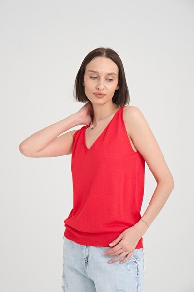 Su Moda Women's Athlete Mercerized Comfortable Fit Front and Back V-Neck Strap Athlete