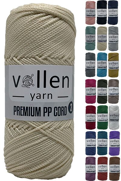 vollen yarn 600m Πολυεστερικό νήμα μακραμέ, νήμα Supla, νήμα τσάντας, νήμα βραχιολάκι, μακραμέ, εκρού 1,5mm-400gr