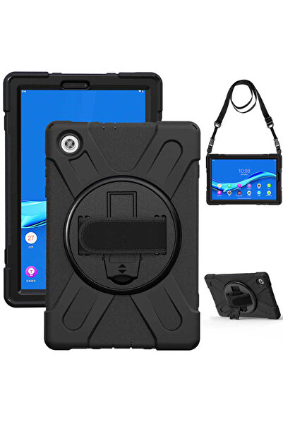 halkhouse Lenovo M10 Plus TB-X606F Kılıf Defender Standlı Zırh Yüksek Korumal...