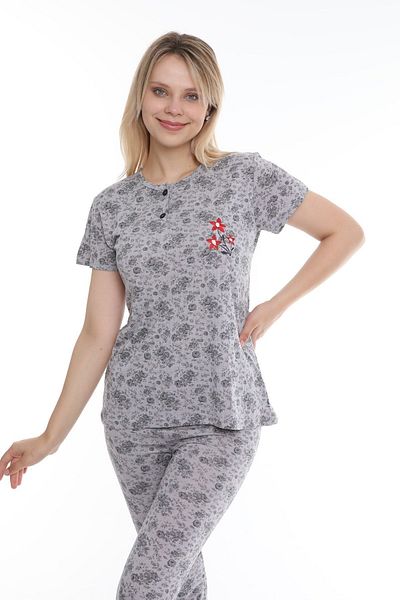 FAMES PİJAMA Floral buttoned pajama set