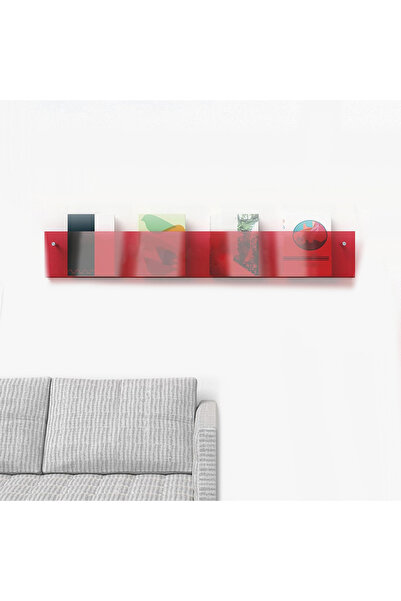 Trend Pleksi Dekoratif Kitap Rafı (Transparan Bordo 50cm)