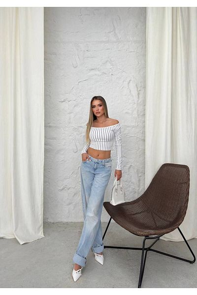 İLKCET MODA Țesătură crop otomană cu dungi Madonna