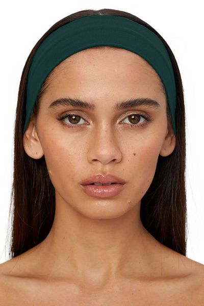Salvia Dione Dark Green and Striped Yellow 2-Piece Sports Hair Band Set - For Makeup Washing Face