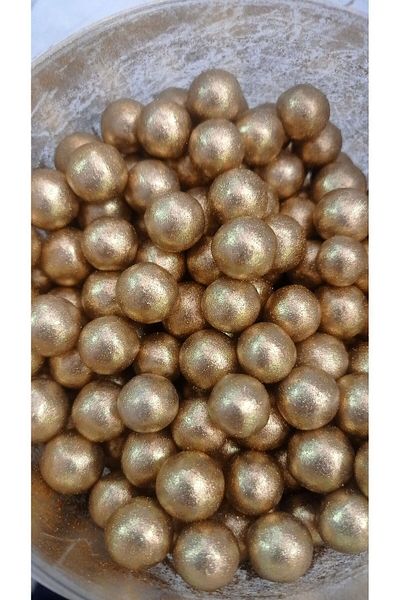 hediyehobihersey 10 mm Gold Dragee Large Gold Cake Decoration Dragee Sugar 100 Gr