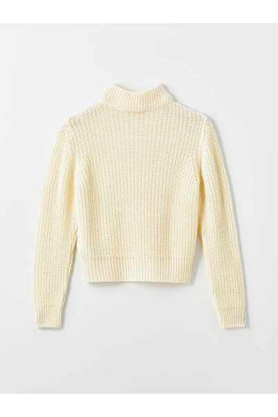 LC Waikiki XSIDE Ekru Yarım Balıkçı Yaka Düz Uzun Kollu Kadın Triko Kazak