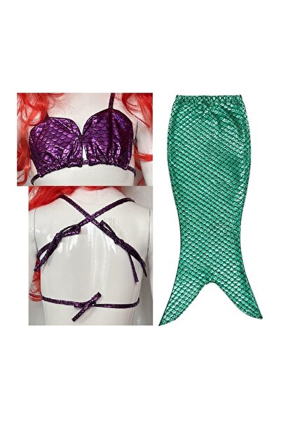KorSeZen 3 Parça Denizkızı Sıradışı Kostüm Bikini Kız Çocuk Mayosu