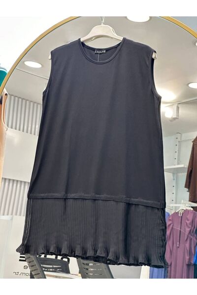 She Olive pleated viscose underwear tunic black