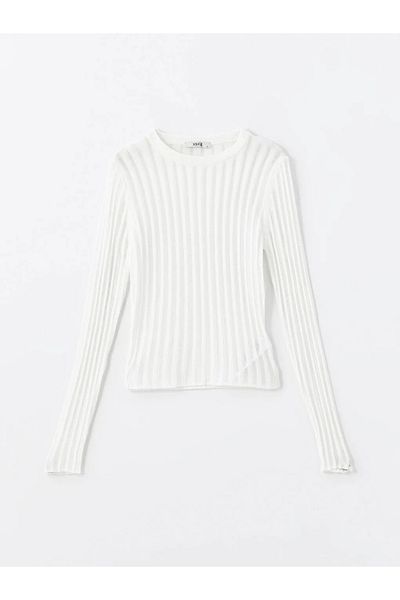 LC Waikiki Pulover Tricotaj Ajurat Ecru - Femei Decolteu Crew