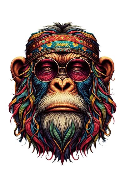 MegaSticker Autocolant colorat 13x12 cm Cool Cimpanzeu - Mașină, Motocicletă, Cască, Laptop, Geam