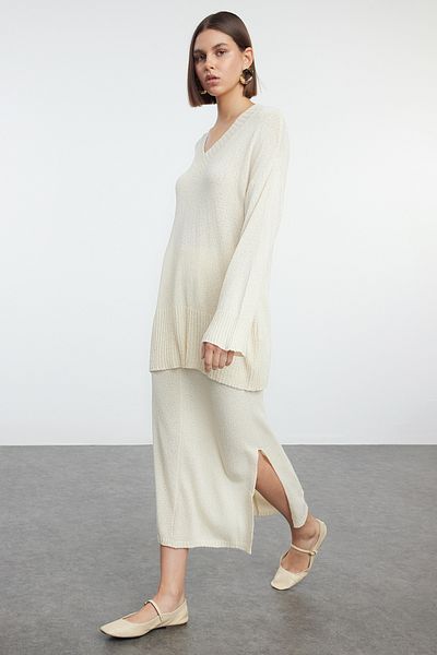 Trendyol Collection Beige Knitwear Top and Bottom Set - Premium Quality Twoaw25Au00010