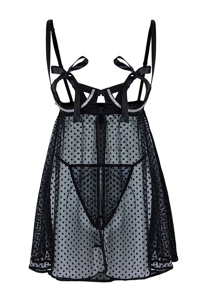 Trendyol Collection Gestrickte Babydoll-Strumpfhose mit schwarzer Spitze und Steindetails – THMAW25LL00000