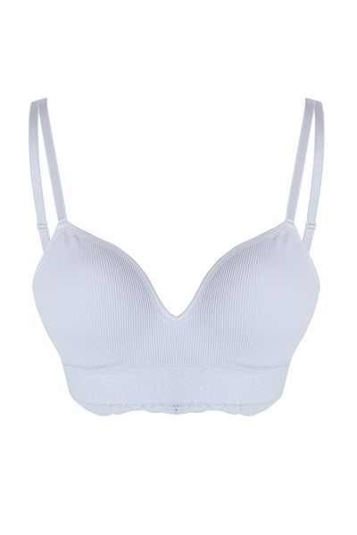 Trendyol Collection Μπουστάκι με λευκή δαντέλα χωρίς ραφές και χωρίς σύρμα - THMAW25SU00002