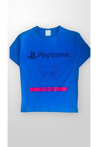 Fil Kids Tricou cu imprimeu albastru Playstation pentru baieti fata si spate