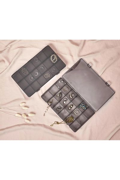 Toptan Bulurum Lova 18 Compartment Plastic Jewelry - Organizer Box 25x15x3 Cm WHOLESALE-LV-148