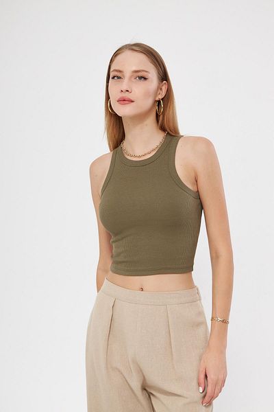 Irmak Kerekli Women's Khaki Corded Basic Crop Undershirt 4003