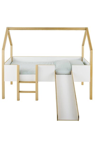 MiniWood Montessori Ranza Oyun Alanlı Karyola Kaydıraklı Ranza Çocuk Yatak