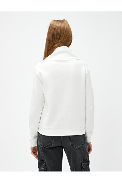 Koton Φούτερ με γιακά σάλι Τσέπη καγκουρό με στάμπα